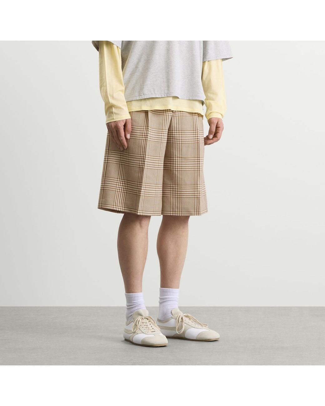 AMI Natural Prince Of Wales Check Tailored Short for men