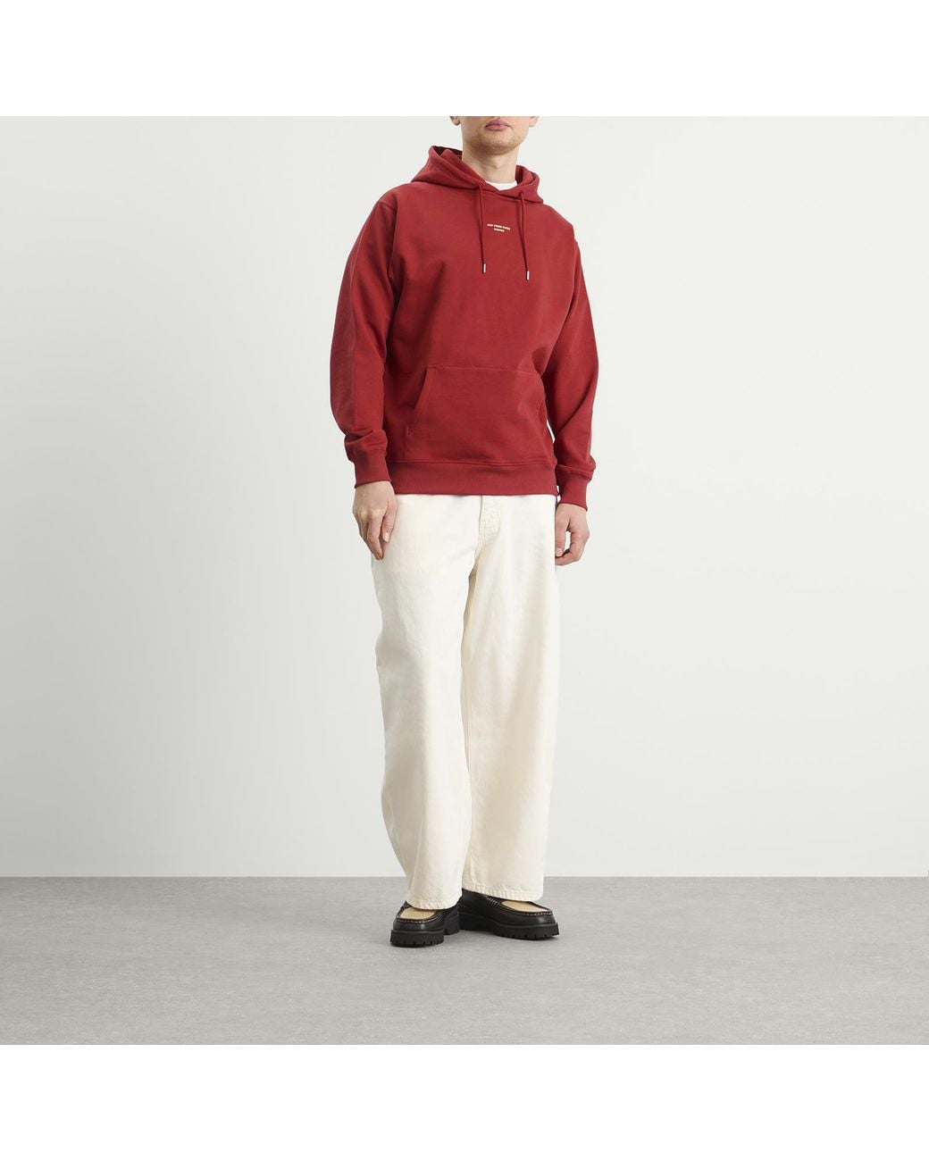Drole de Monsieur Red Classic Slogan Hoodie for men