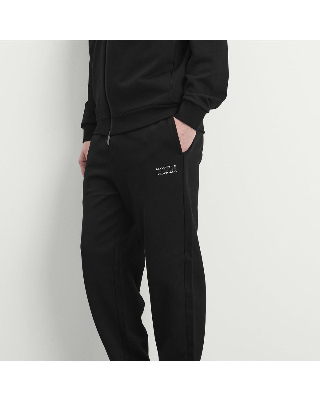 Moncler Black Stripe Logo Sweatpants for men