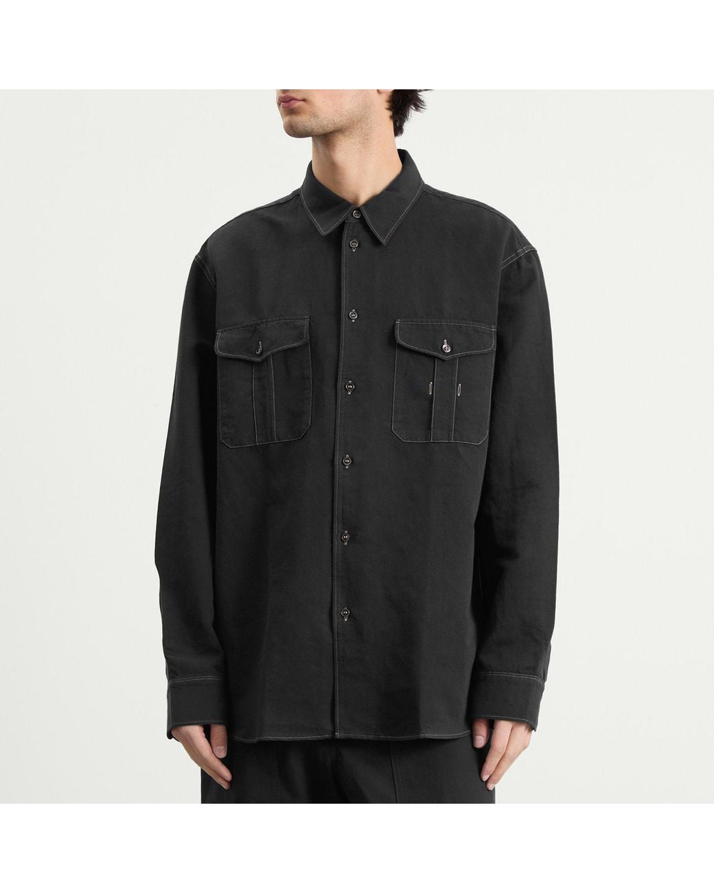 Studio Nicholson Black Louro Cotton Linen Utility Shirt for men