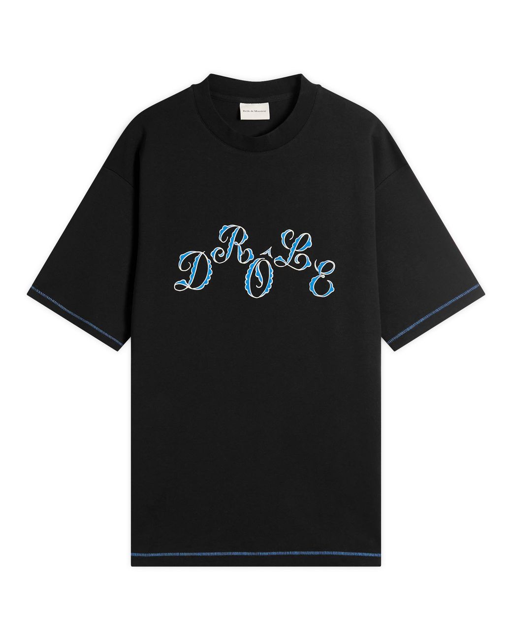 Drole de Monsieur Black Stagger Logo T-Shirt for men