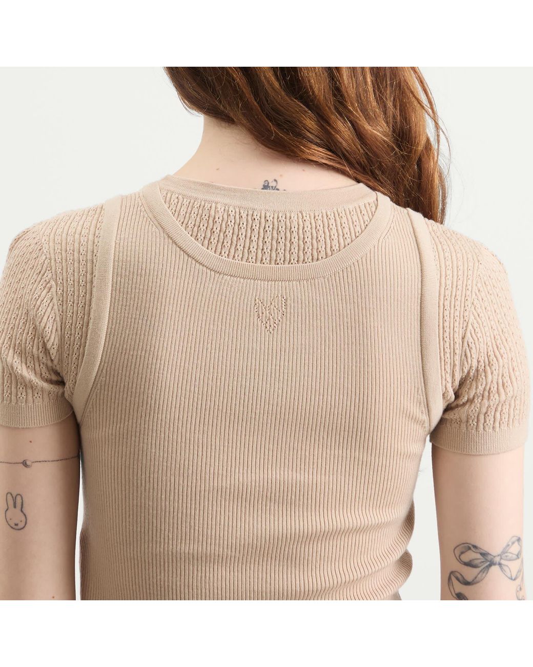 Acne Natural Kred Thin Ribs Layered T-Shirt