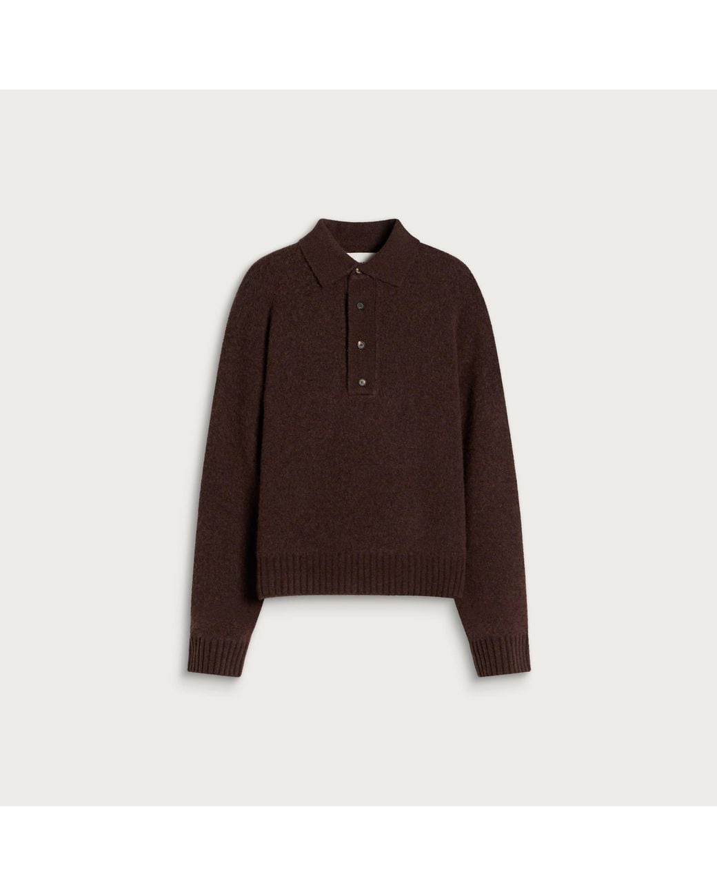 Daniel Simmons Brown Long Sleeve Knit Polo for men
