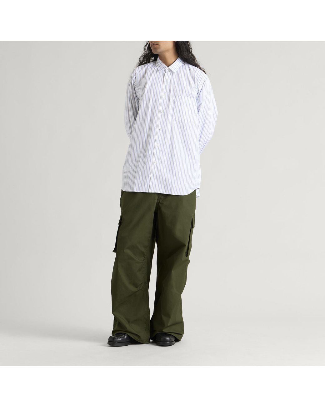 Comme des Garçons Green Cotton Ripstop Cargo Trousers for men