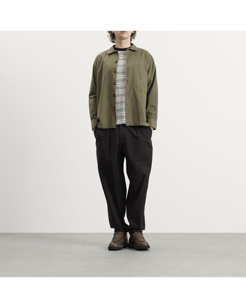 Universal Works Green Slub Shirting Fatigue Shirt for men