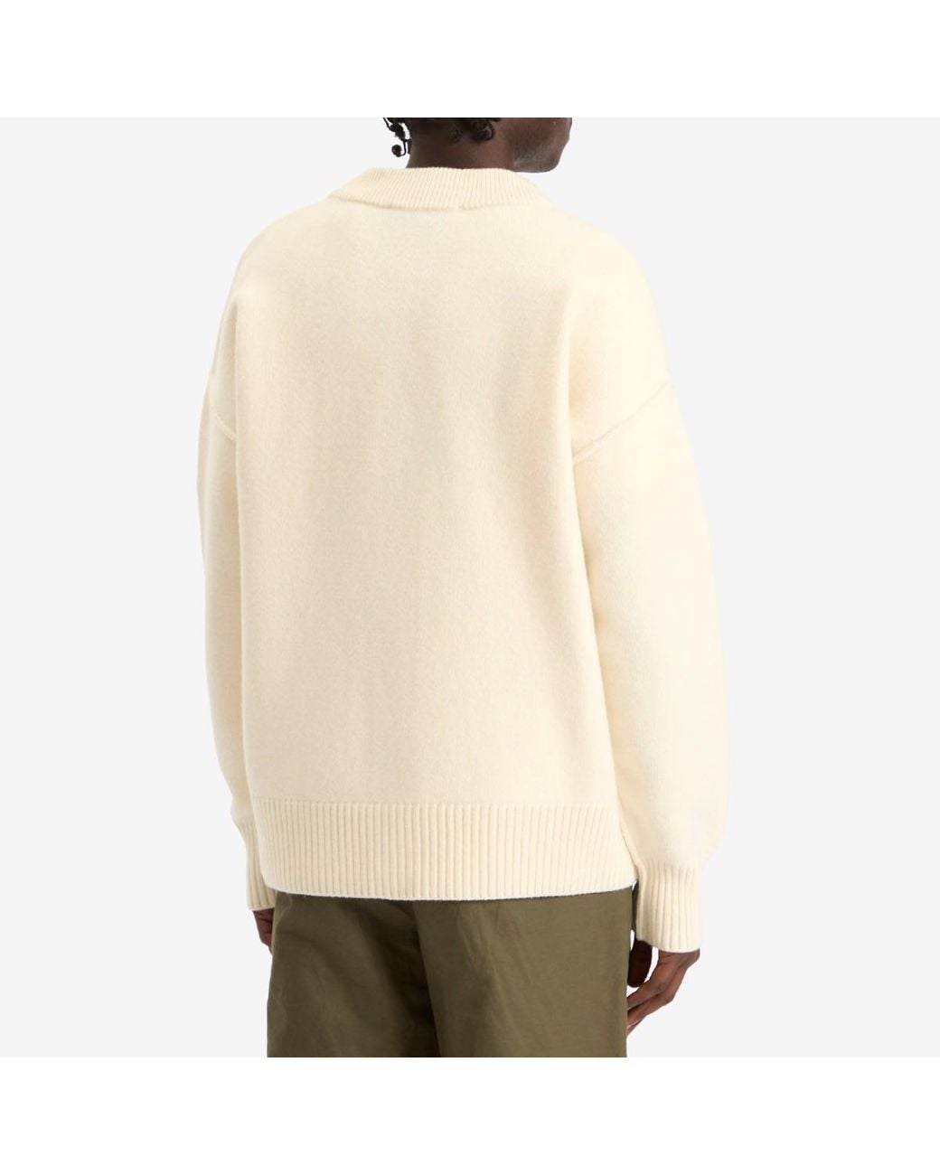 AMI Natural Felted Merino Wool Knit Adc Cardigan for men