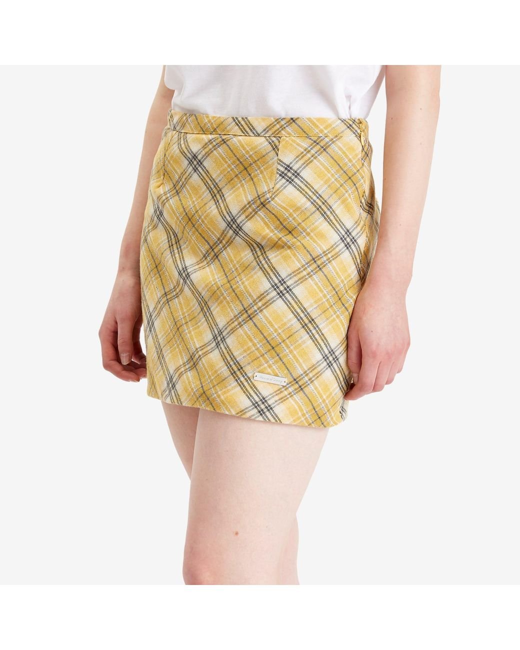 House Of Sunny Metallic Bias Cut Check Skirt