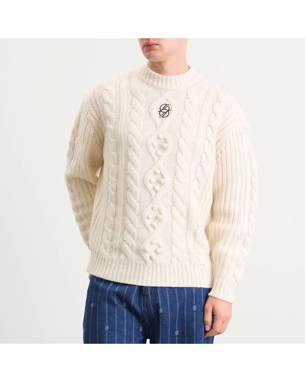 Knited Rope End Drole de Monsieur Cable Knit Jumper in Natural for Men | Lyst