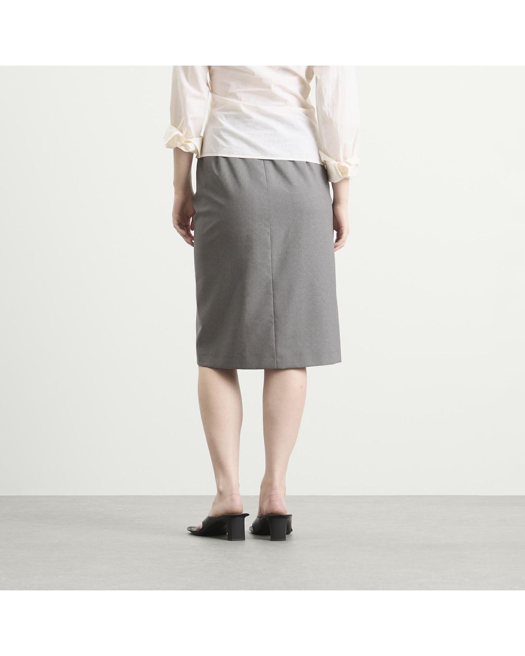 Jil Sander Gray High Waist Skirt With Slashed Side Waistband