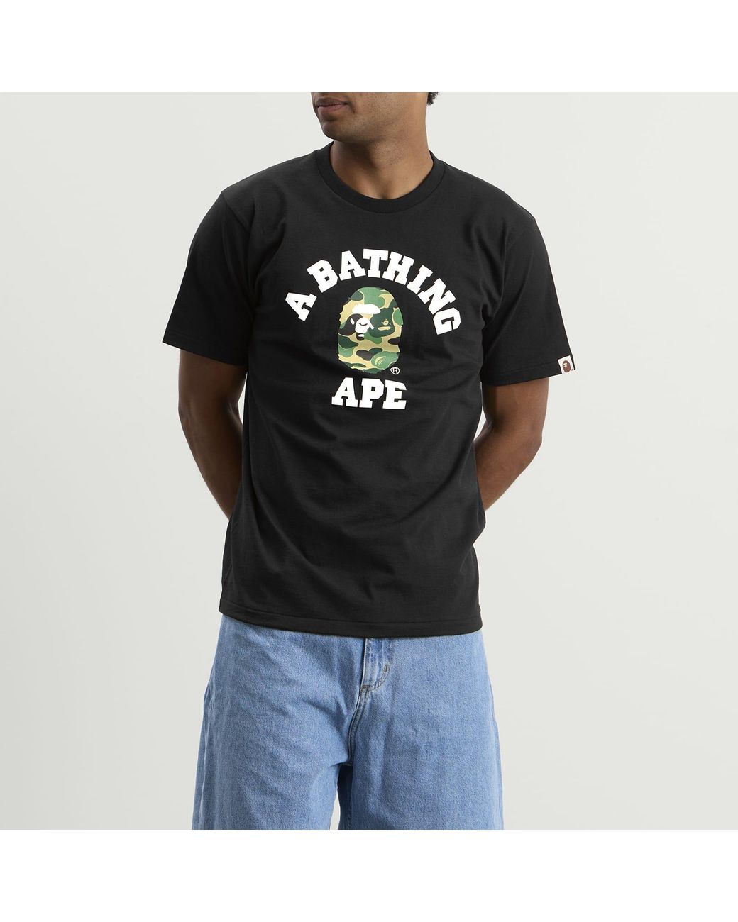 A Bathing Ape Black Abc Camo College T-Shirt for men