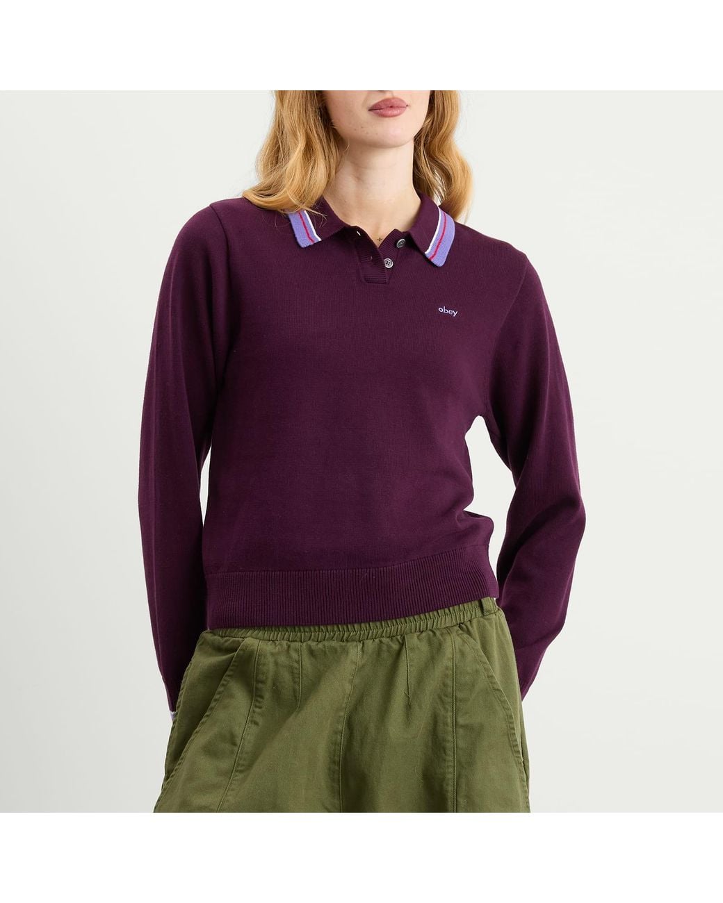 Obey Purple Goalie Polo Sweater