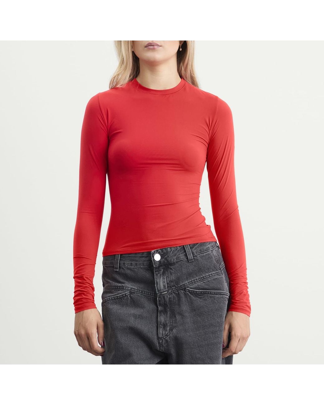 Skims Red Fits Everybody Long Sleeve T-Shirt