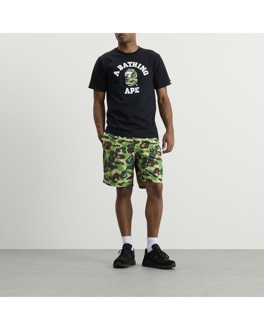 A Bathing Ape Green Abc Camo One Point Beach Shorts for men