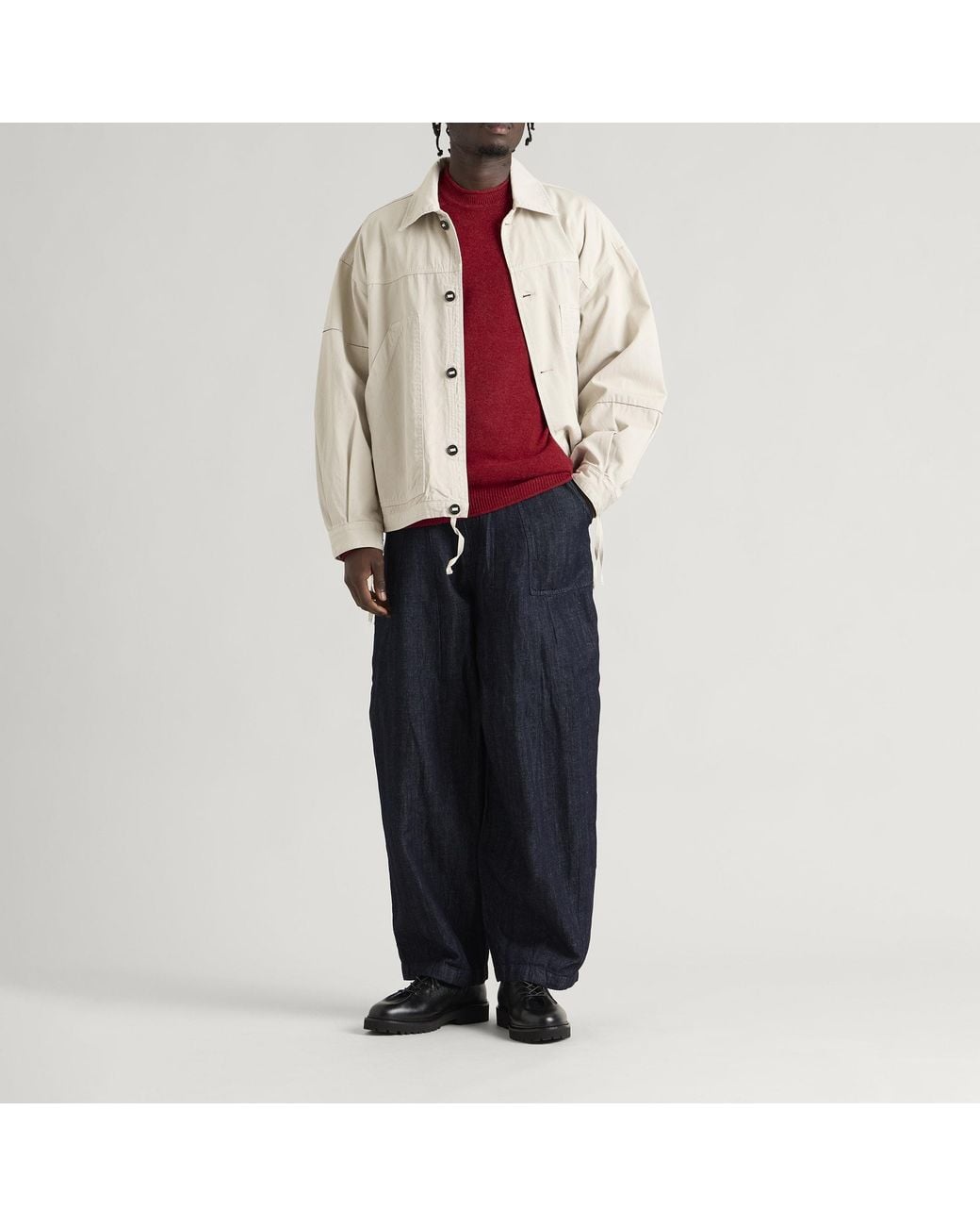 Pittari Red Usk Lambswool Roll Collar Jumper for men