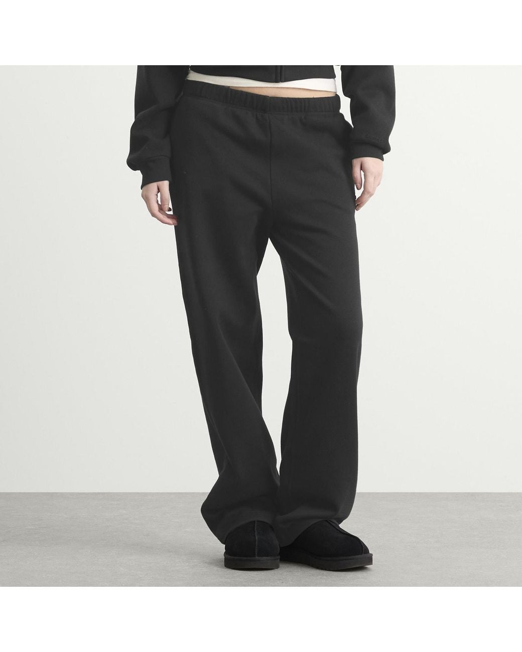 Skims Gray Cotton Fleece Classic Straight Leg Pant