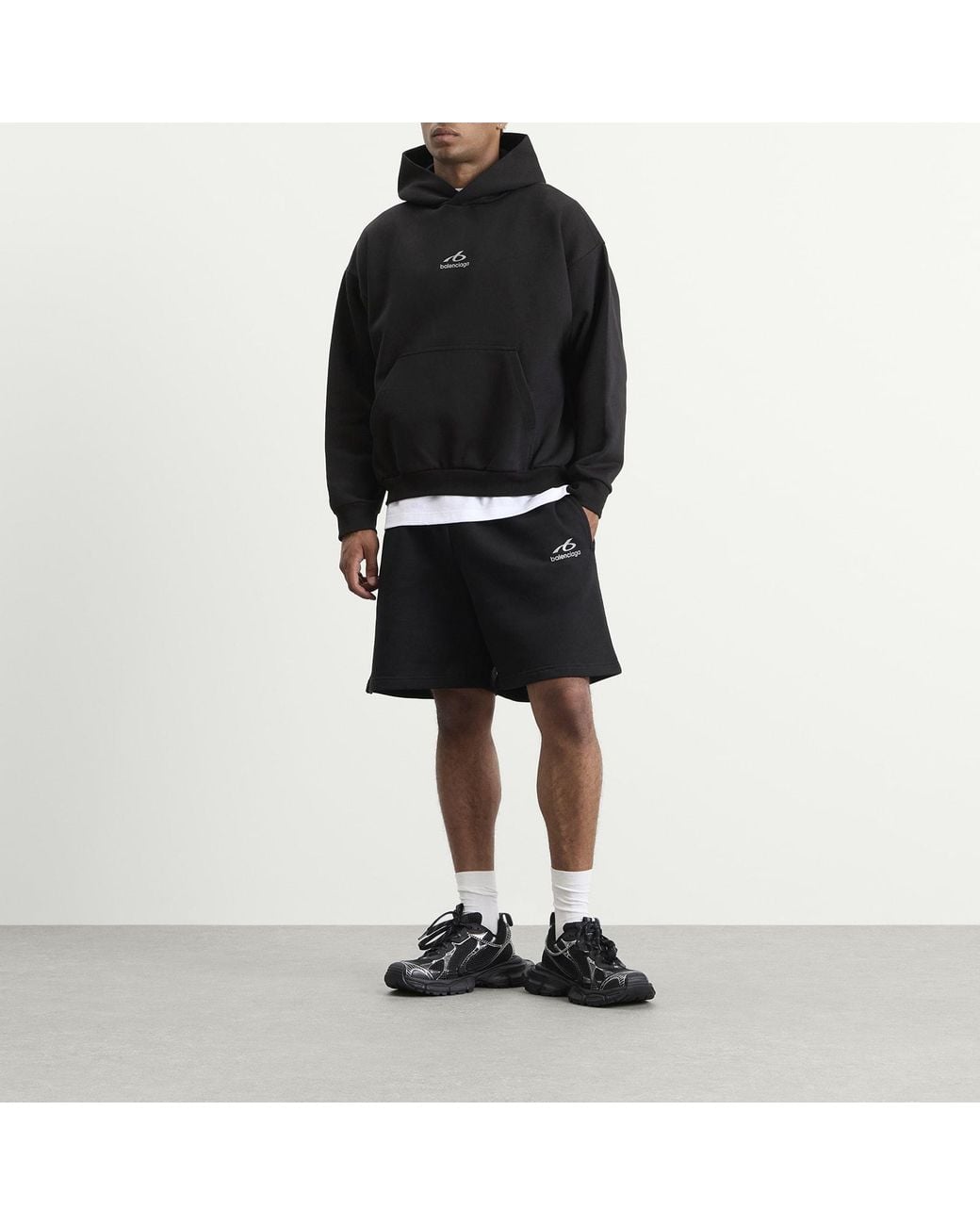 Balenciaga Black Logo Regular Fit Hoodie for men