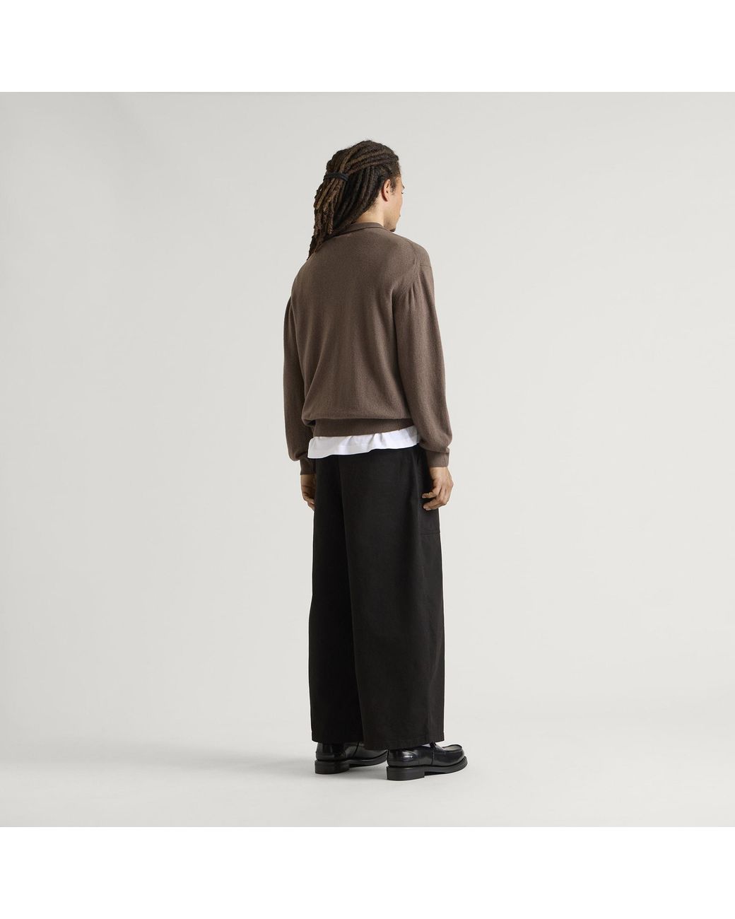 END. Brown Monogram Knitted Polo for men