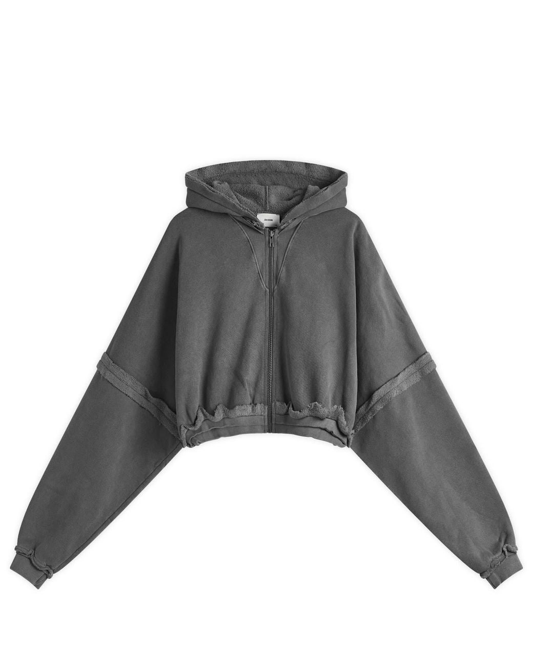 Joah Brown Deconstructed Crop Zip Hoodie in Gray | Lyst