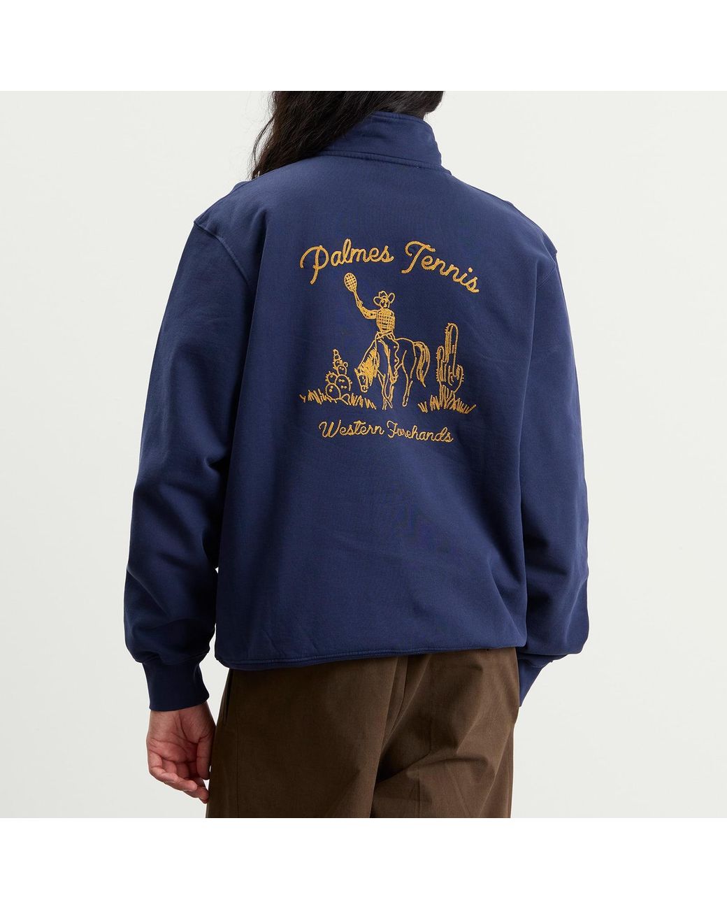 Palmes Blue Western Quarter-Zip Sweatshirt for men