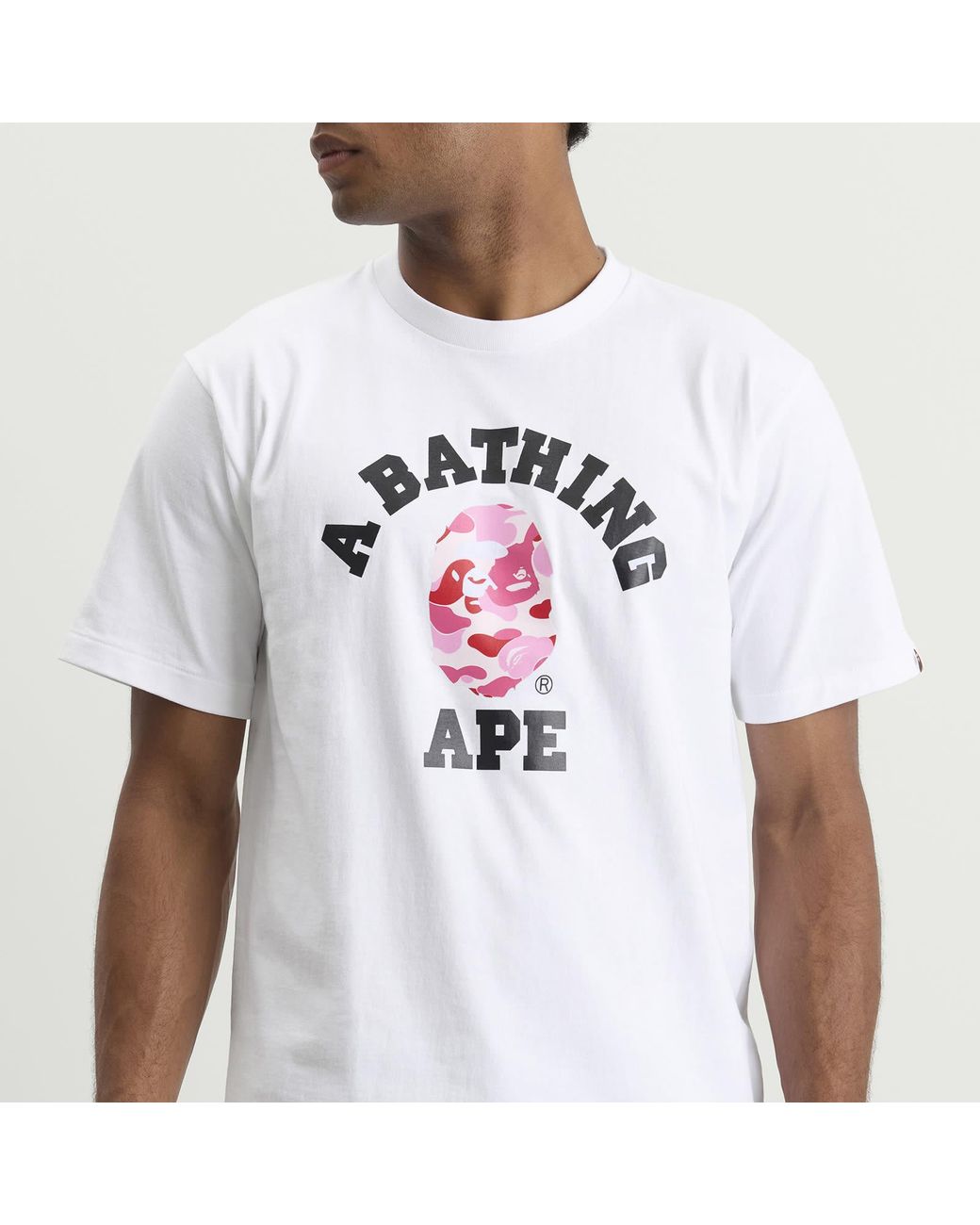 A Bathing Ape White Abc Camo College T-Shirt for men