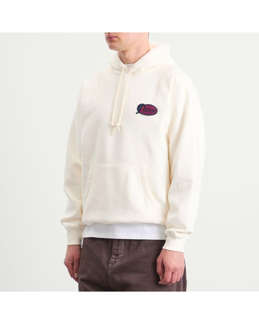 by Parra White Circled Script Logo Hoodie for men