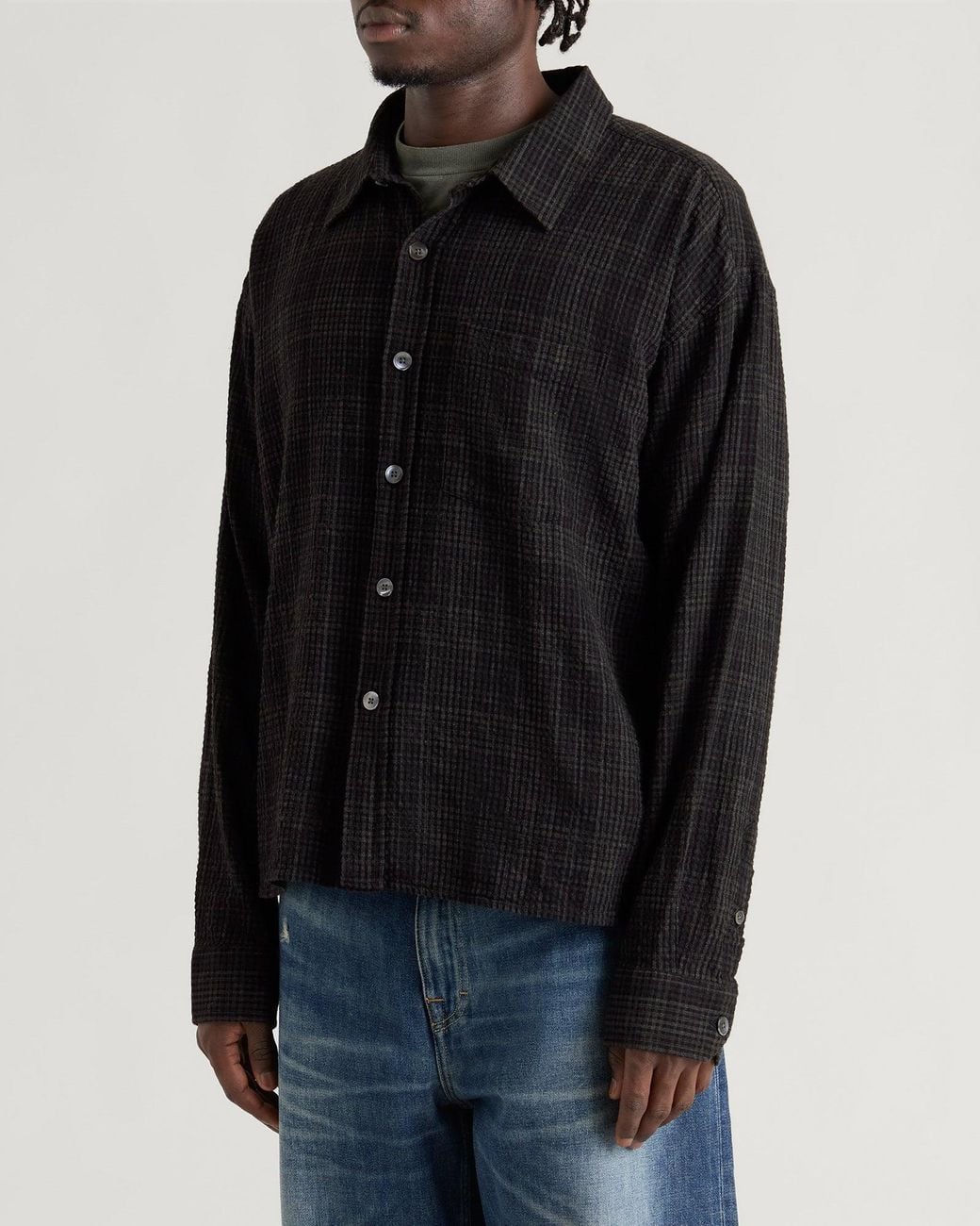 mfpen Black Check Priority Shirt for men