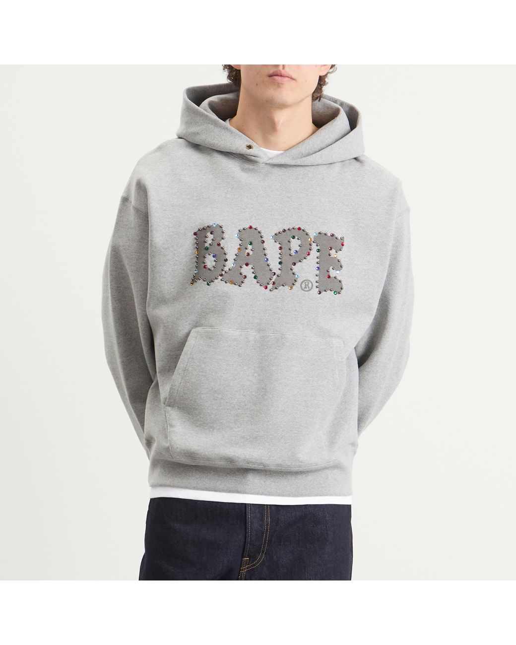 A Bathing Ape Gray Colour Stone Bape Hoodie for men
