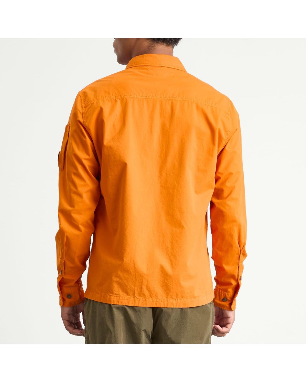 C P Company Orange Organic Gabardine Zip Overshirt for men