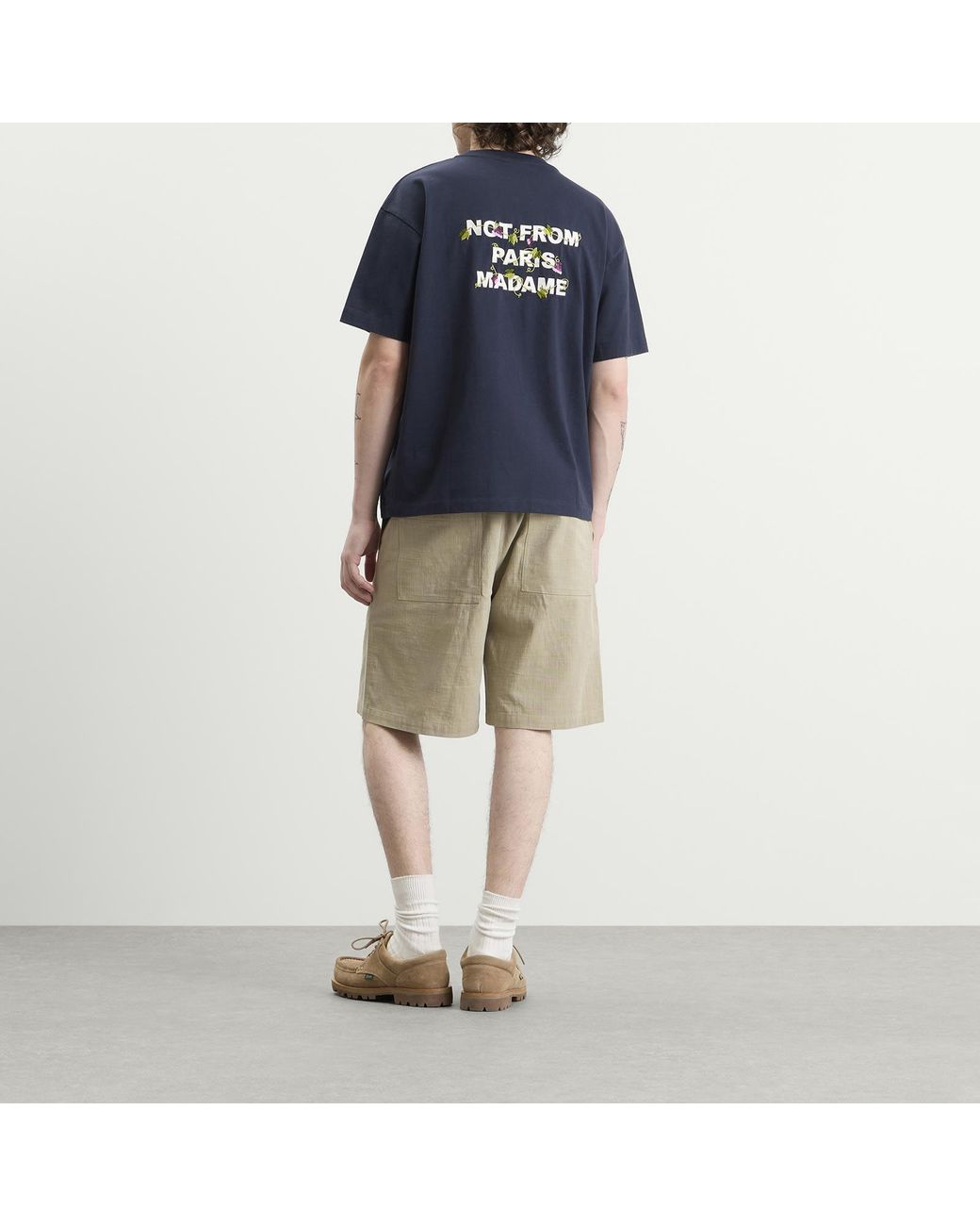 Drole de Monsieur Blue Vine Embroidered Slogan T-Shirt for men