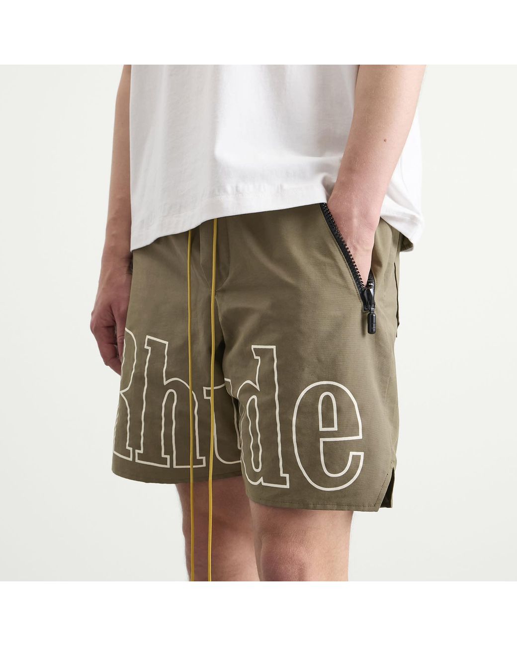 Rhude Green Logo Shorts for men