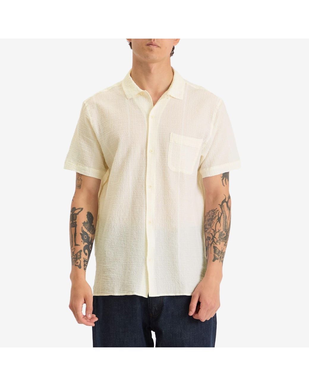 YMC Natural Malick Stripe Vacation Shirt for men