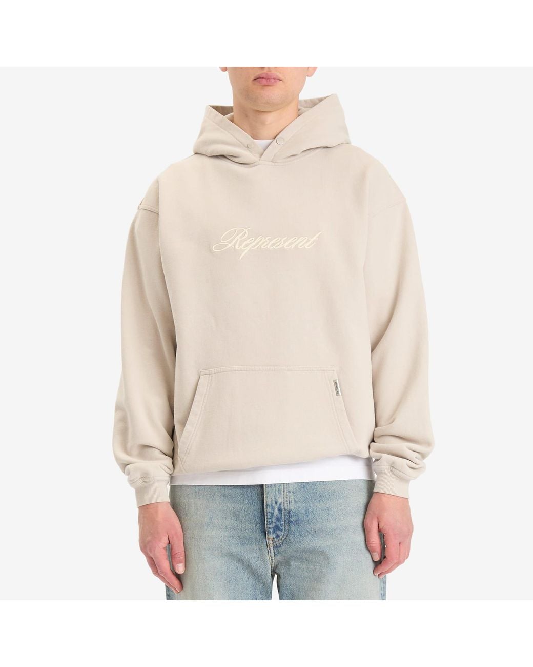 Represent White Script Logo Hoodie for men
