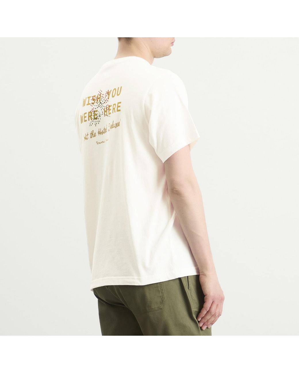 Universal Works White Wish You Were Here T-Shirt for men