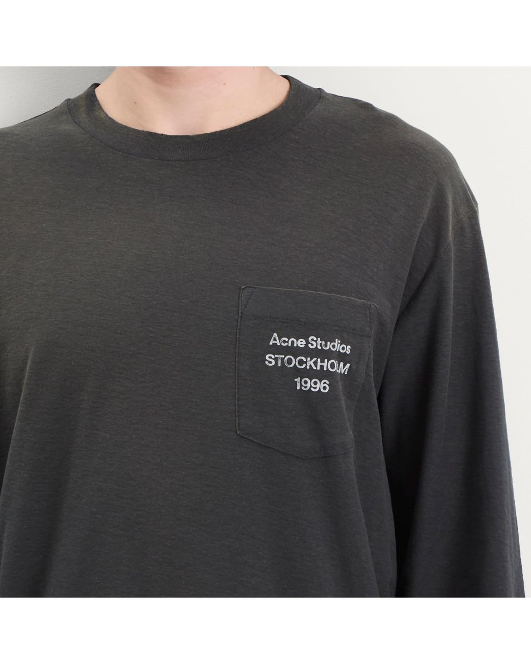 Acne Gray Long Sleeve 1996 Logo Pocket T-Shirt for men