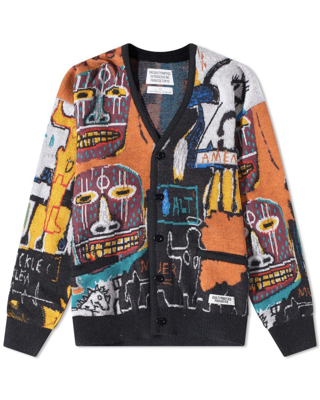 Wacko Maria Men's Blue Jean-michel Basquiat Cardigan