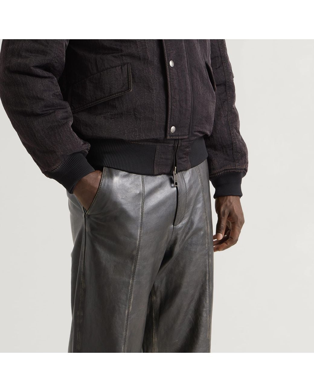 Samsøe & Samsøe Gray End. X Savalentin Leather Trousers for men