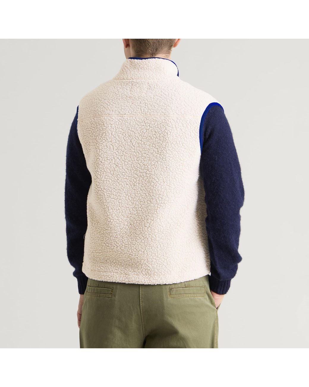 Drake's Blue Boucle Wool Fleece Vest for men
