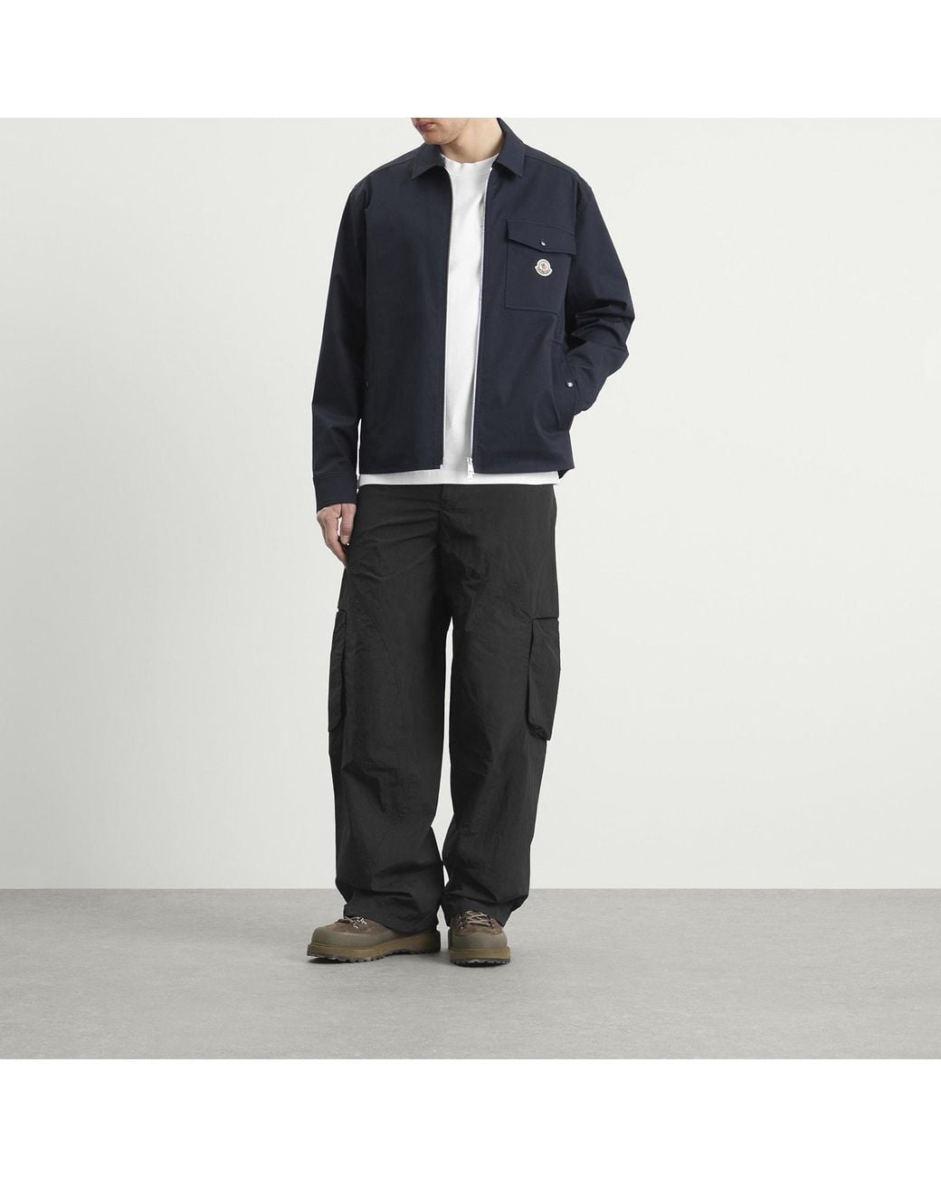 Moncler Blue Cotton Blend Gabardine Shirt Jacket for men