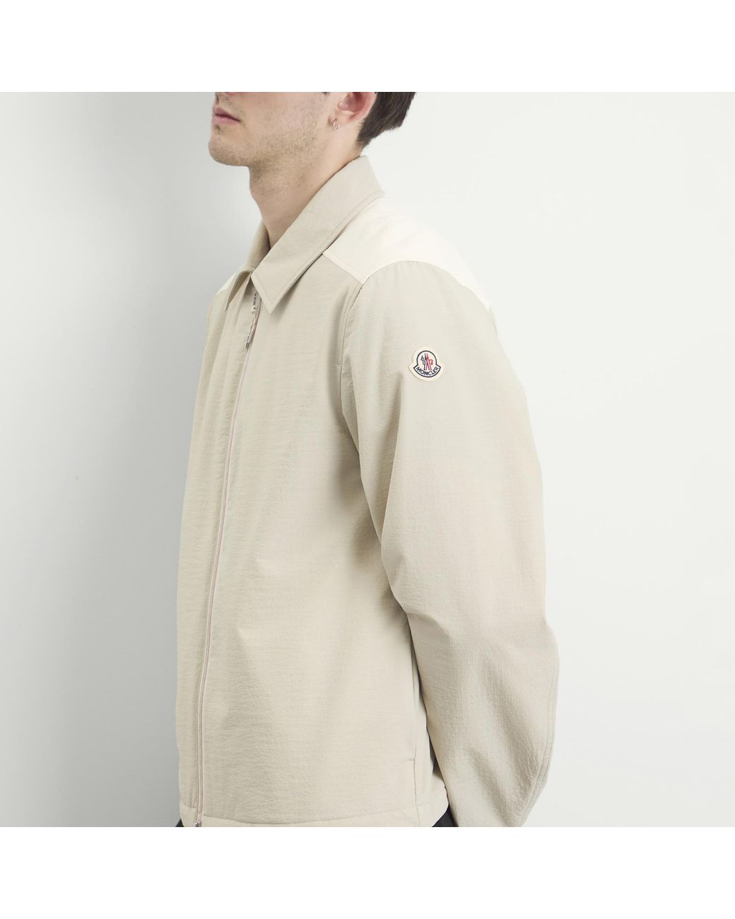 Moncler White Nylon Seersucker Shirt for men