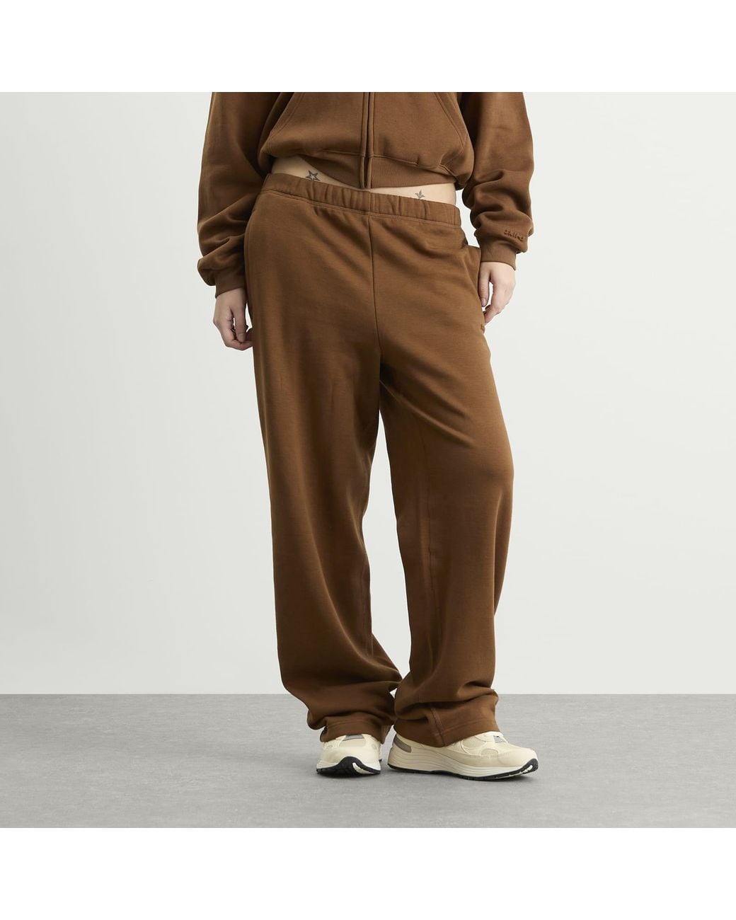 Skims Brown Cotton Fleece Classic Straight Leg Pant