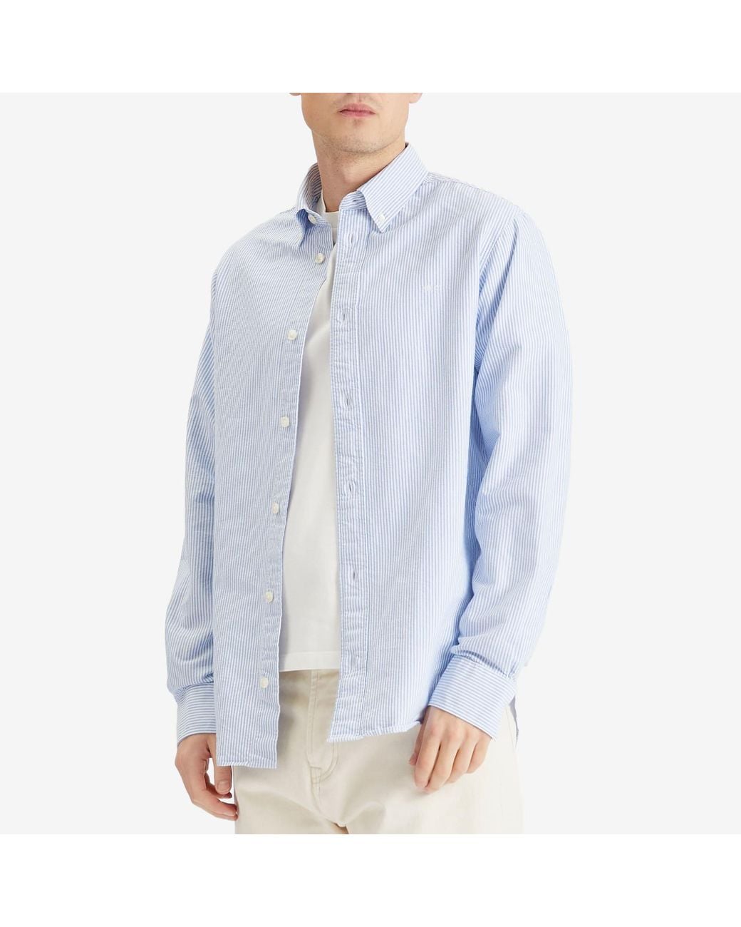NN07 Blue Colby Logo Oxford Shirt for men
