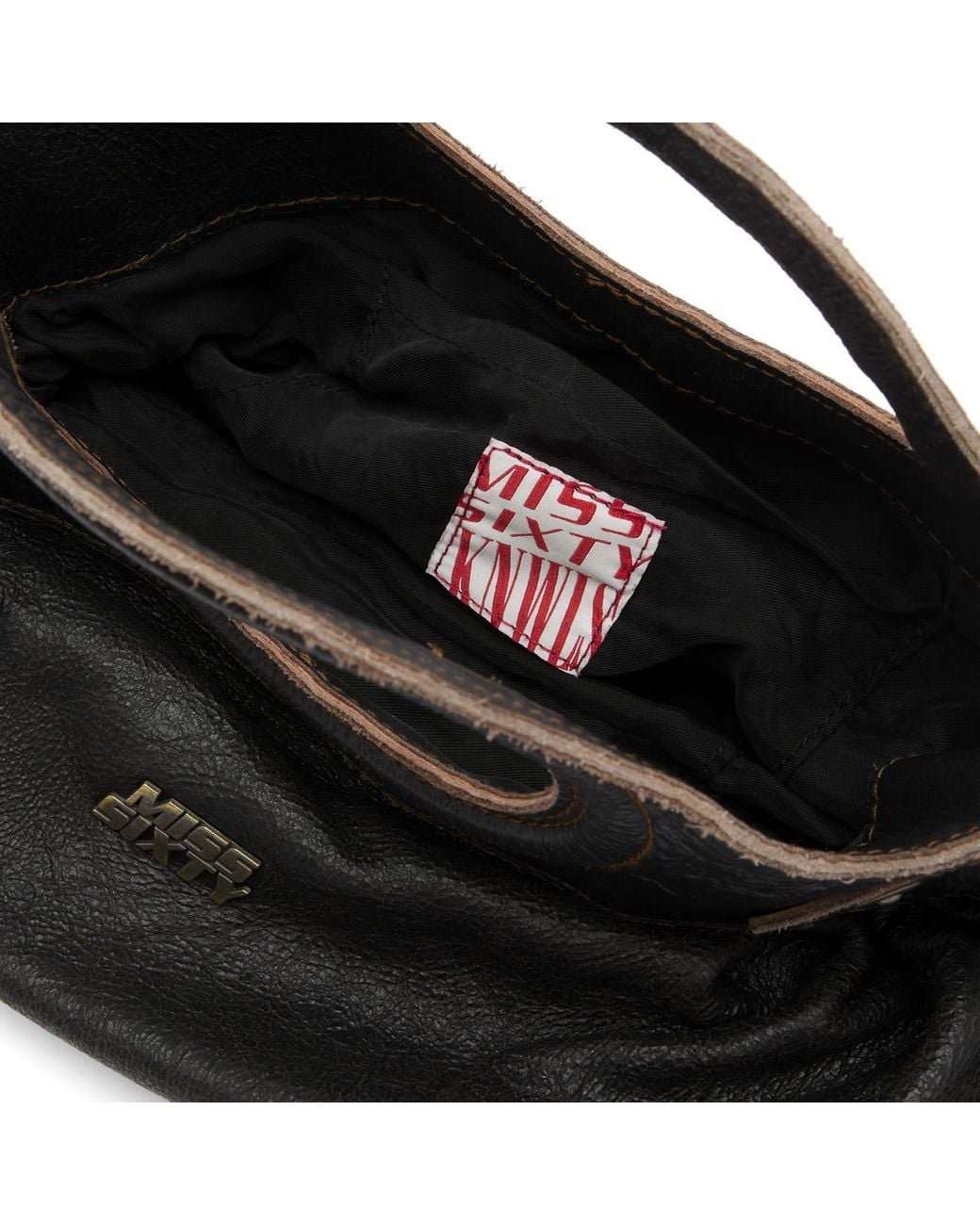 Miss Sixty Black Knwls X Baguette Shoulder Bag