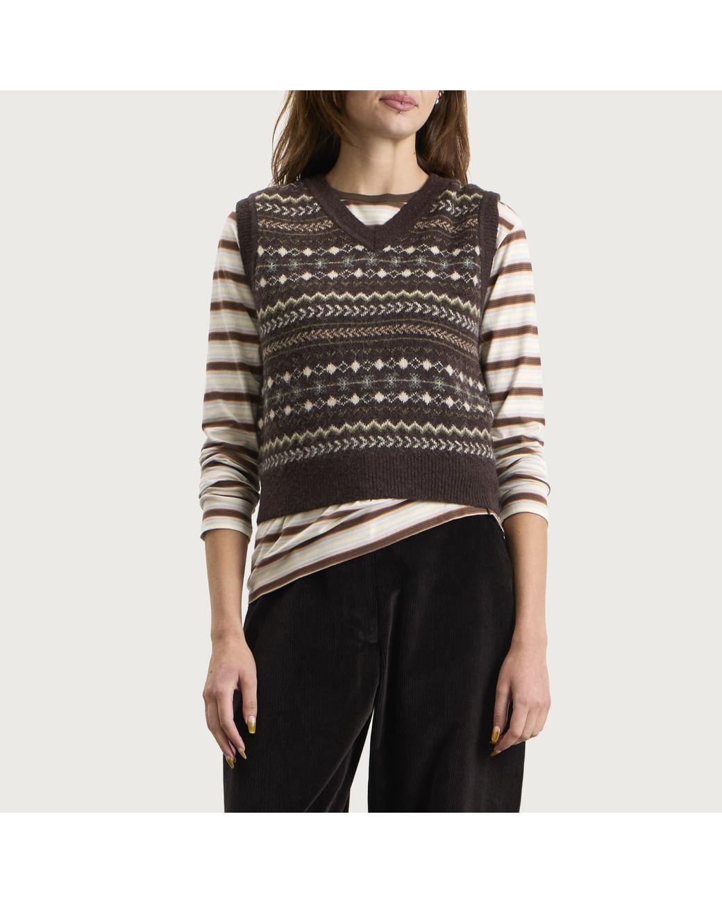 DUNST Crafted V-Neck Knit Vest in Black | Lyst