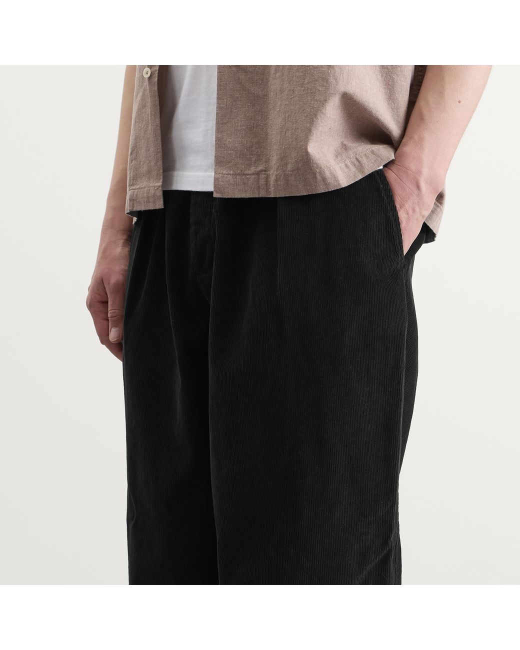 Universal Works Gray Cat Cord Pleated Track Pant for men