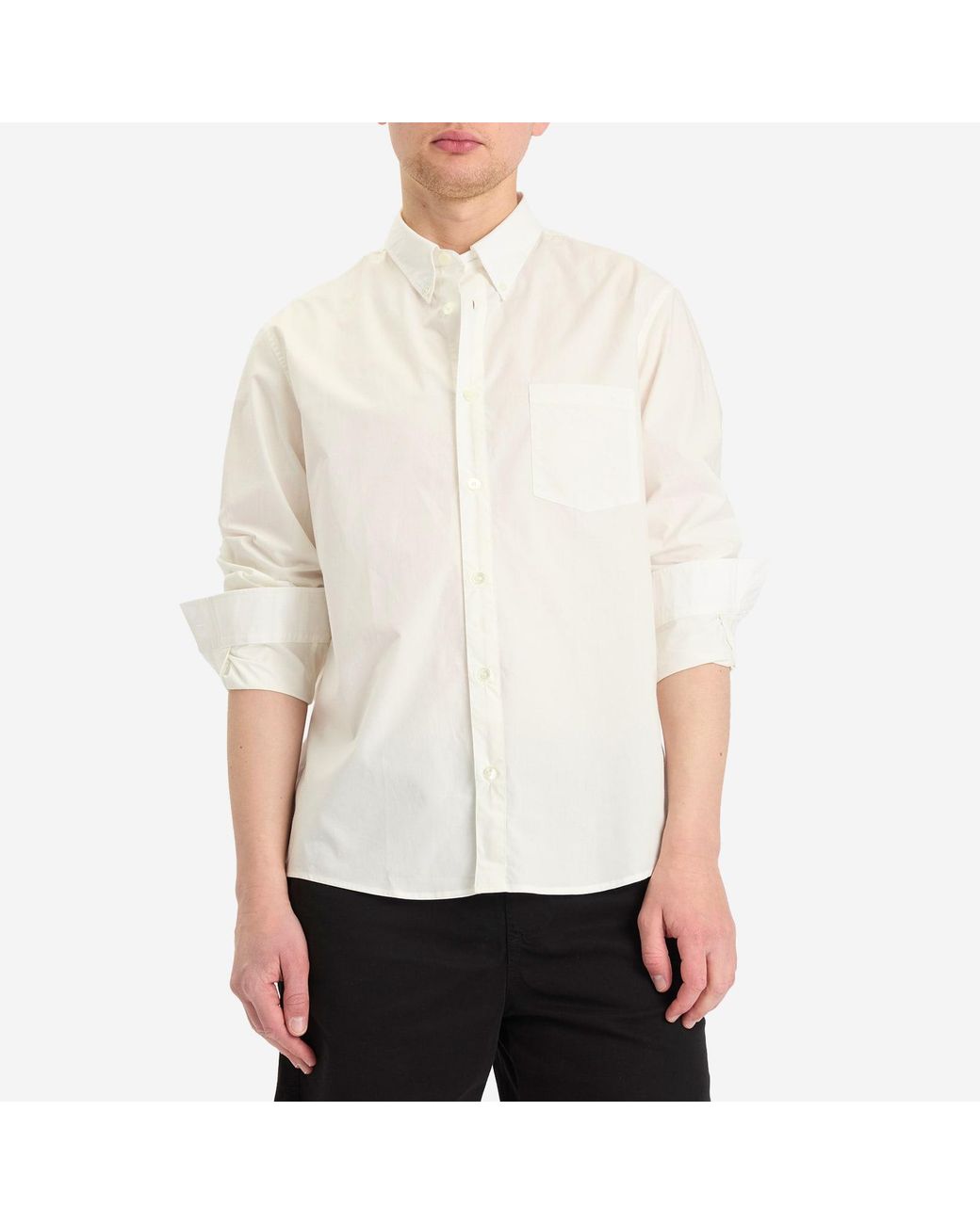 A.P.C. White Eduoard Logo Button Down Shirt for men
