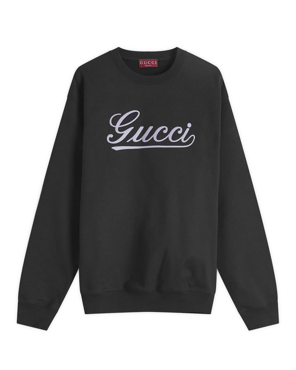 Gucci Script Logo Crew Neck Sweatshirt in Black for Men | Lyst