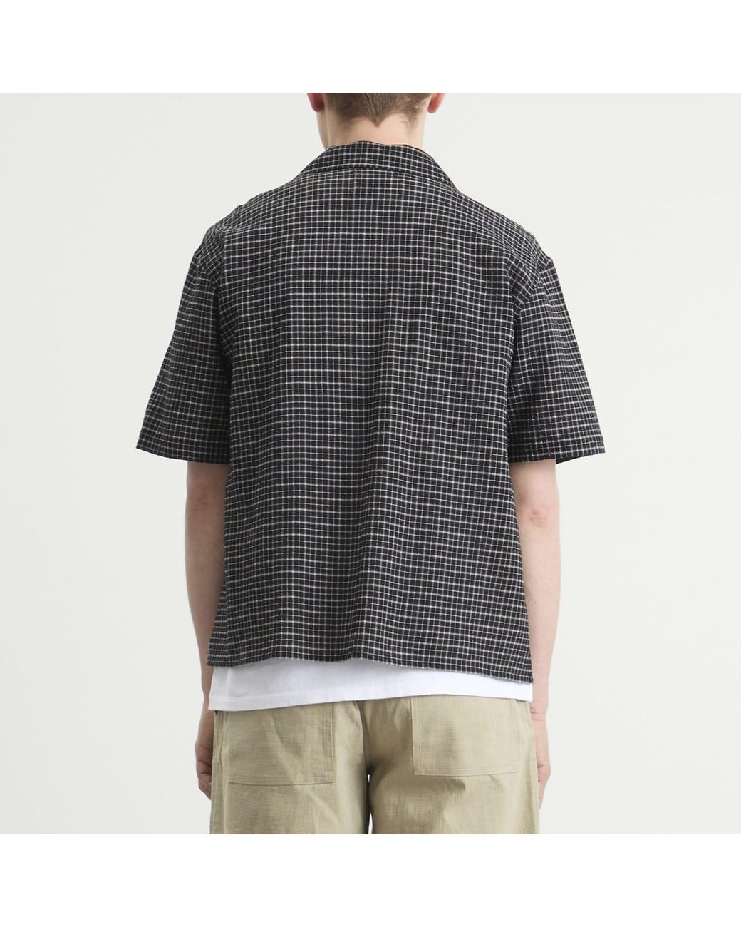 Cafe Mountain Black Loose Check Vacation Shirt for men