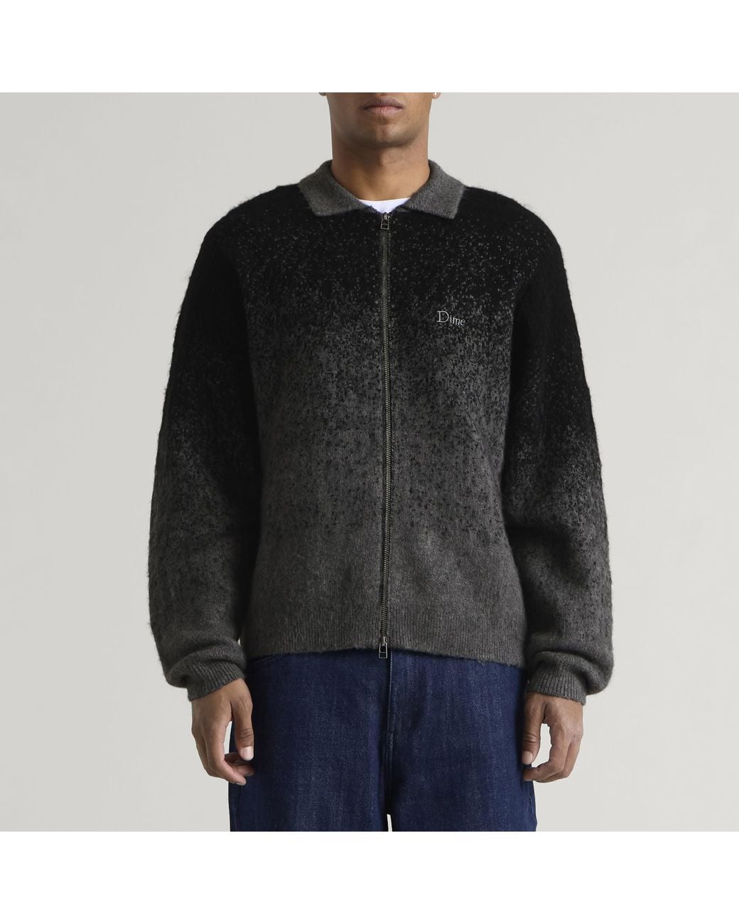 Dime Black Mohair Double Zip Knit for men