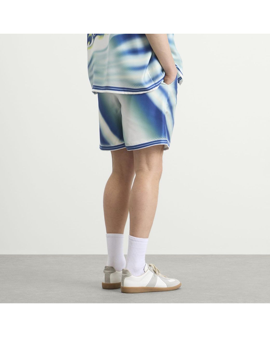 Casablanca Blue Flaming Tennis Ball Silk Shorts for men