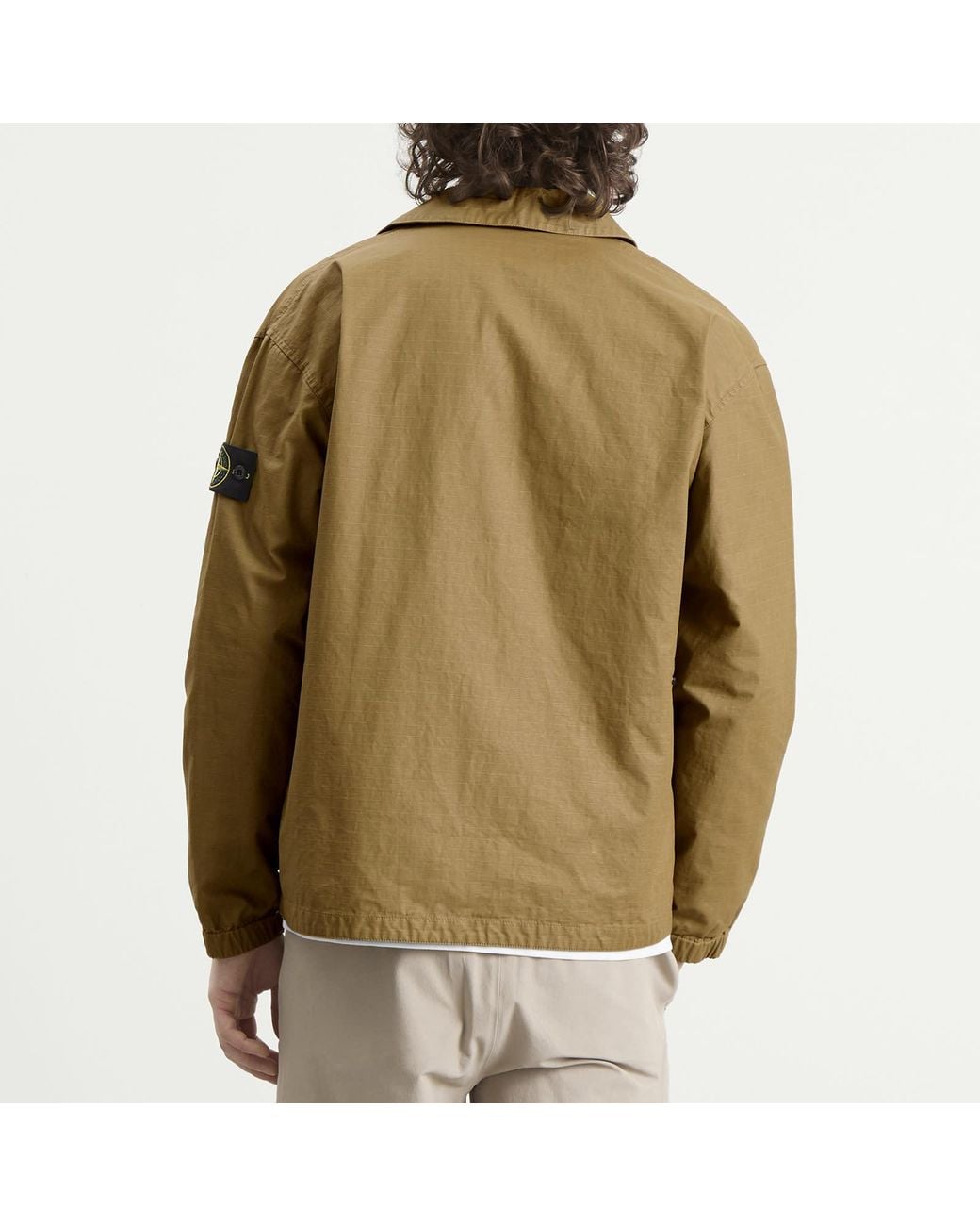 Stone Island Green Double Coated Cotton Ripstop Shirt Jacket for men